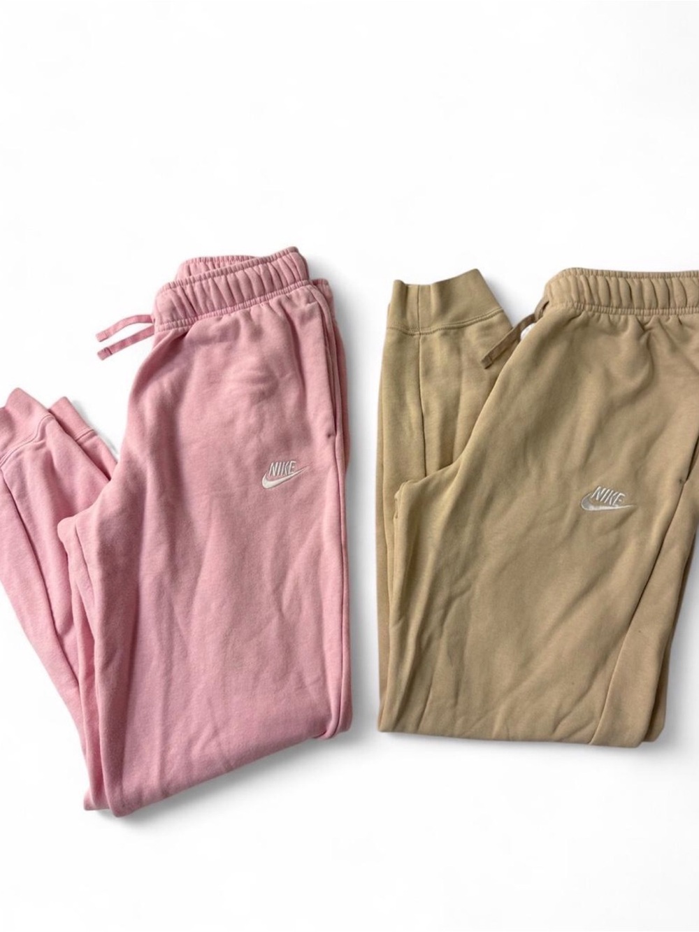 Nike Club Fleece Joggers Lot Pink & Beige Tan Sweatpants Size Small